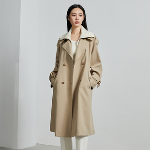 oldcolour秋季新款韩版减龄过膝长款风衣外套女P340406A1