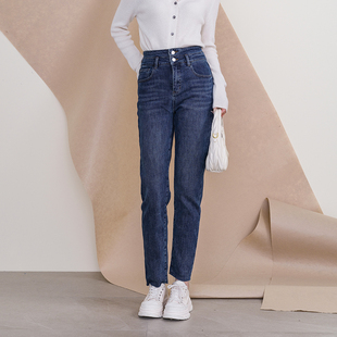 oldcolour欧珂时尚冬季修身高腰直筒水洗牛仔长裤女P421102A1-599