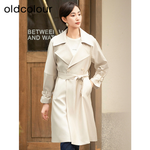 oldcolour春季新品时尚英伦风收腰显瘦通勤风衣外套女Q130414A1