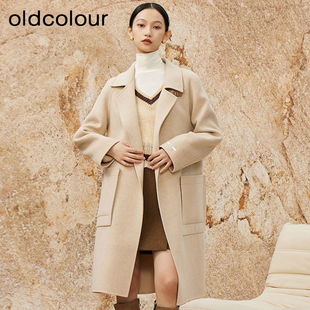 oldcolour冬季新款复古气质通勤设计感双面羊毛大衣女BQ491511A1