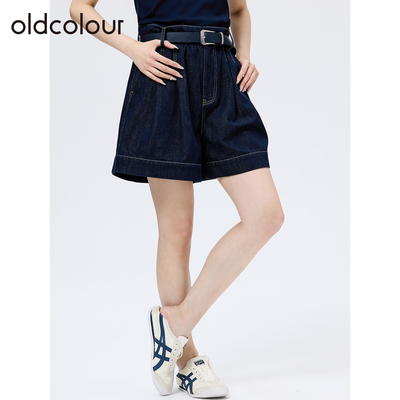 oldcolour欧珂夏季宽松通勤休闲简约时尚水洗牛仔短裤女S231102A1