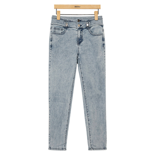 oldcolour水洗牛仔裤春季新款高腰复古修身小脚铅笔裤女P11113107