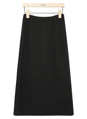 oldcolour黑色半身裙春季新款高腰复古A字显瘦中长裙女P11064408