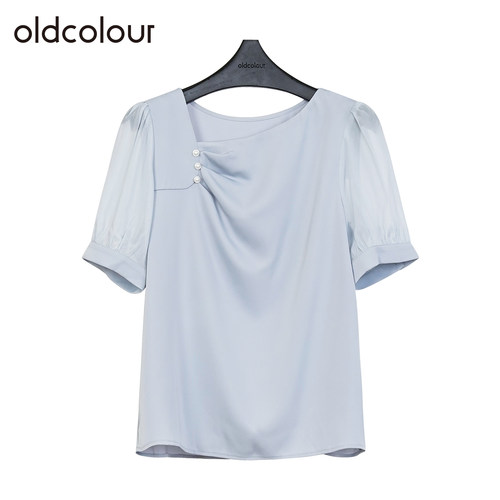 oldcolour欧珂夏季轻薄透气休闲舒适百搭纯色短袖套头衫Q240101A1