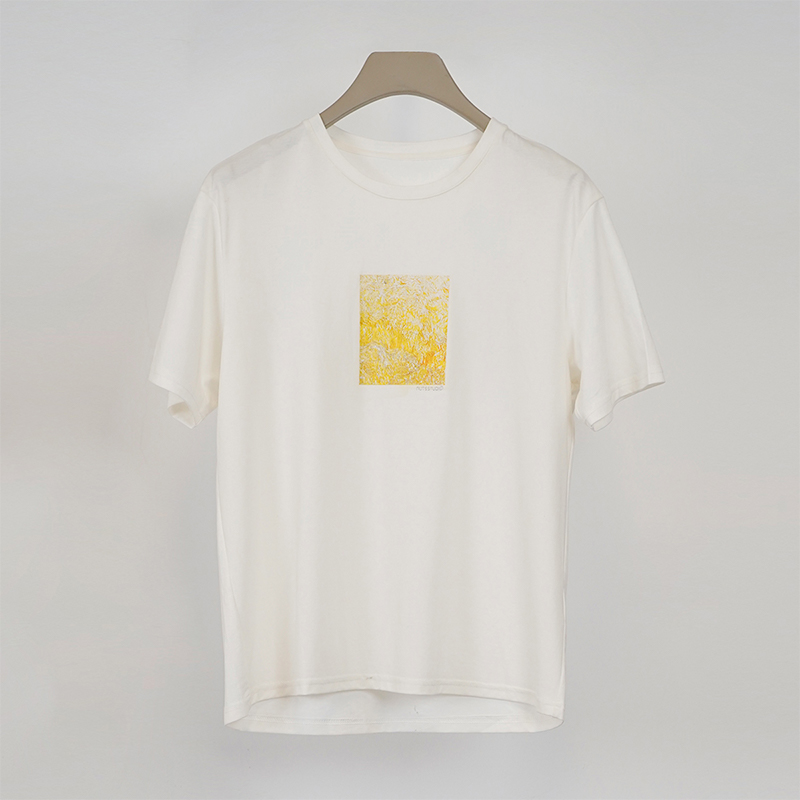 oldcolour春秋款白色印花气质休闲宽松百搭短袖T恤女BR150117A1