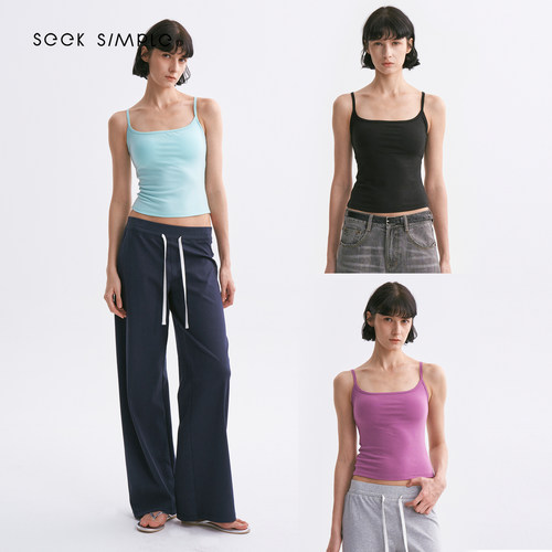 SEEKSIMPLE 双层内置胸衣 莱赛尔带胸垫背心D0947