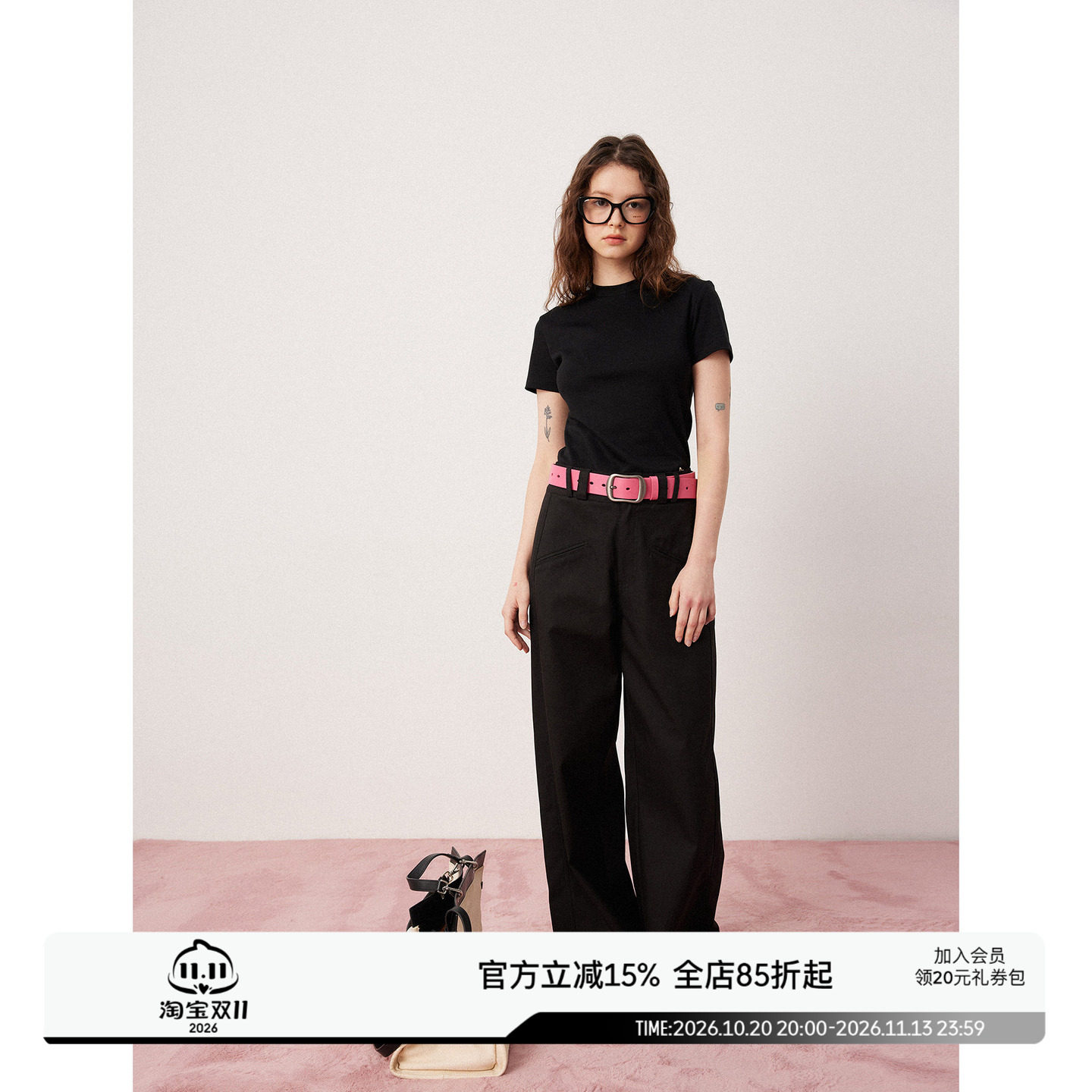SEEKSIMPLE黑色直筒阔腿裤女高腰春秋纯棉西装裤子垂感宽松休闲裤