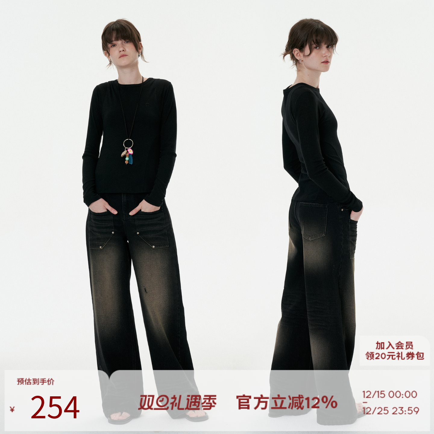 休闲牛仔裤多口袋磨损牛仔裤