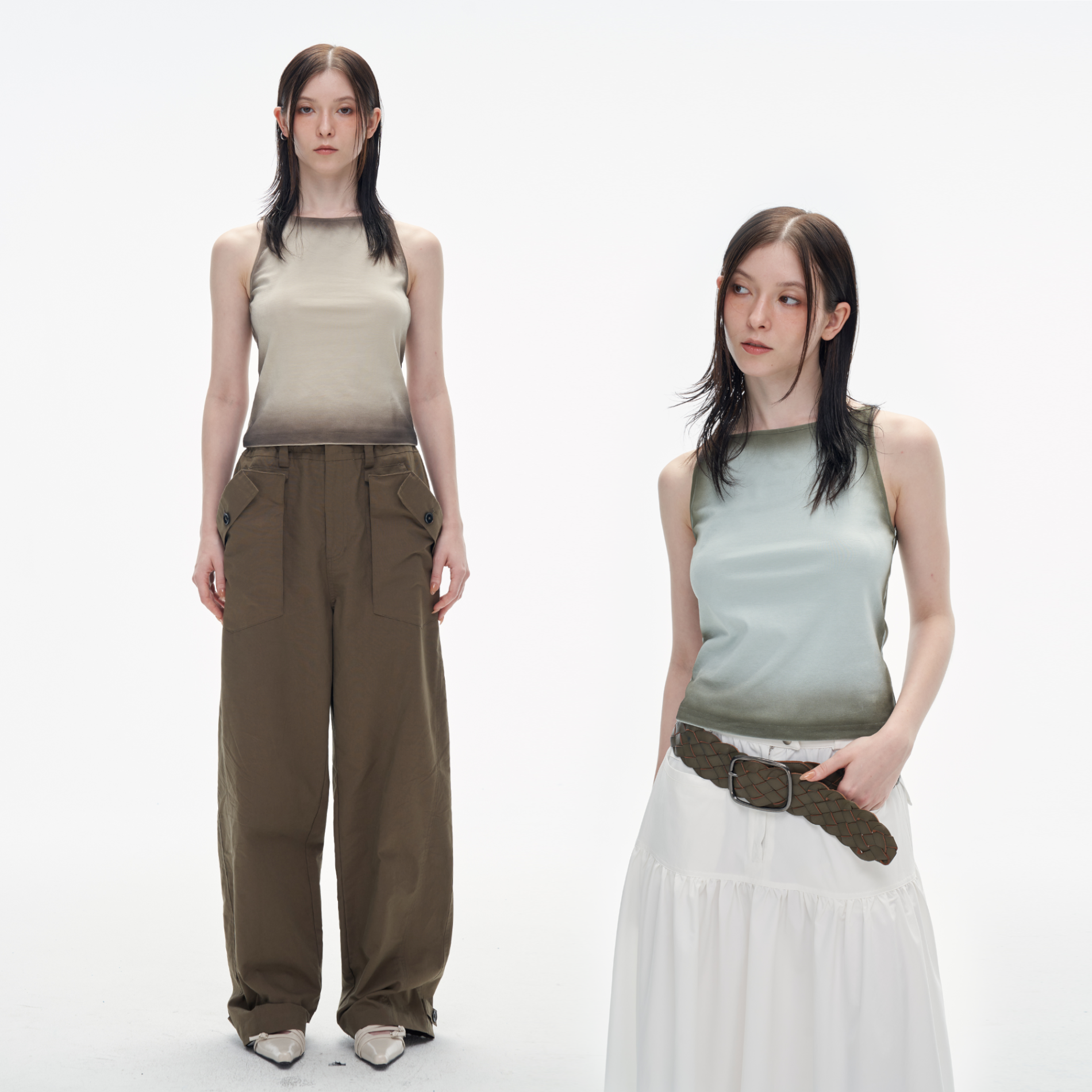 晕染一字领晕染一字领刺绣背心