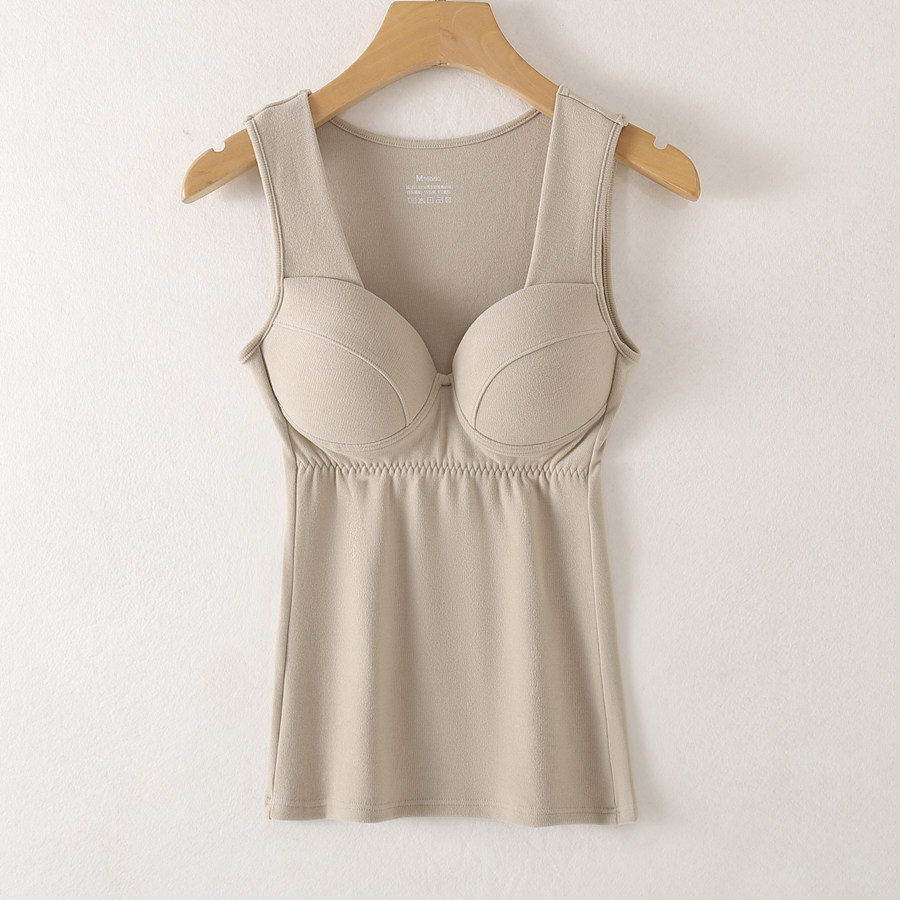 带胸垫保暖背心内衣女冬罩杯一体拼杯深V双面磨绒发热加绒打底衫,女士内衣/男士内衣/家居服,保暖背心,淘宝优惠券,粉丝福利购,淘宝优惠卷