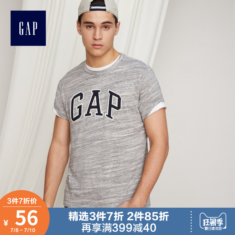 Gap男装圆领短袖T恤夏季639065-5 logo针织上衣男士休闲打底衫潮