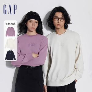 Gap男装LOGO休闲纯色圆领卫衣