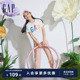 纯棉翻转亮片渐变色logo短袖 Gap女童2024夏季 890374 T恤儿童装 新款