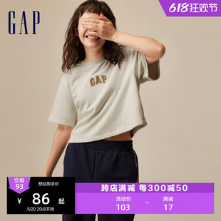 T恤高级时尚 春夏LOGO潮流学院风运动短袖 休闲上衣857731 Gap女装