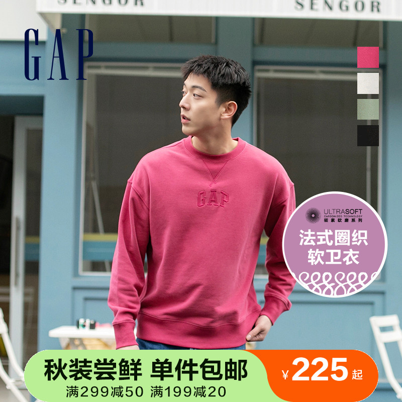 Gap男女装LOGO法式圈织软卫衣877467 秋季新款潮流情侣款上衣