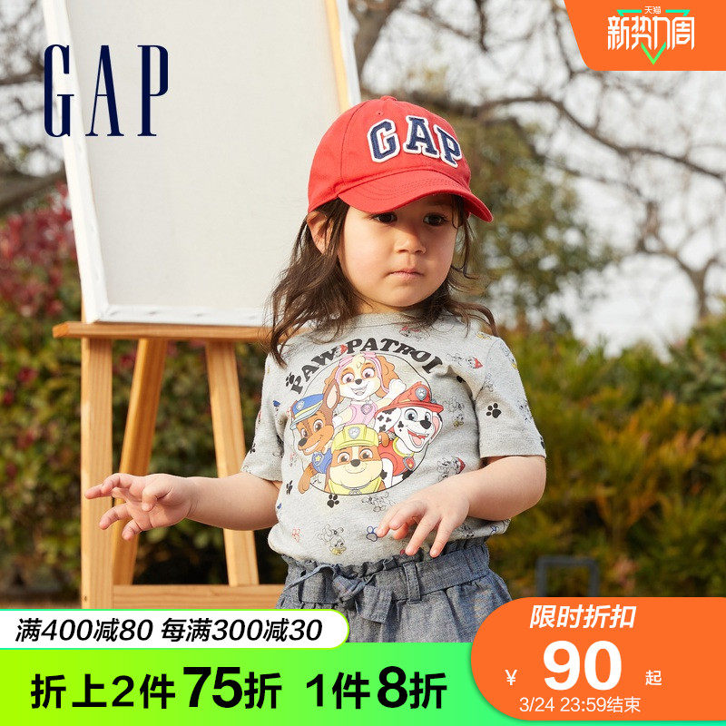 【汪汪队联名】Gap男幼童纯棉T恤837091春季2022新款童装打底衫