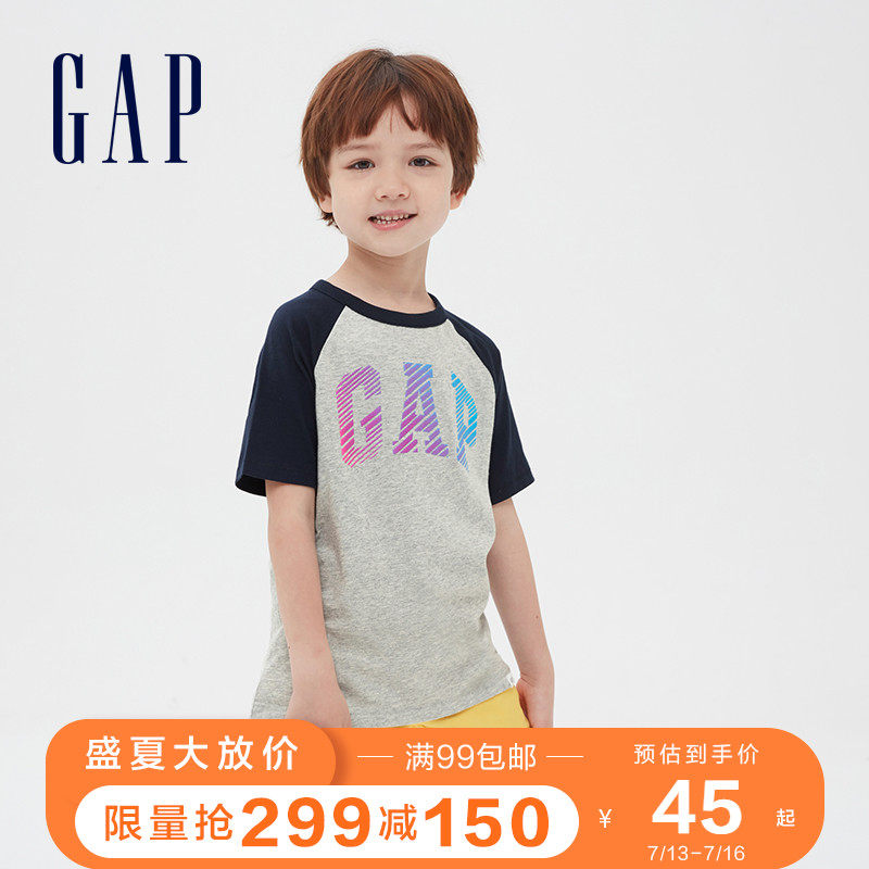 Gap男童纯棉亮片短袖T恤夏季586352 2020新款童装洋气儿童衣服潮