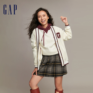 Gap女装春季LOGO校园风宽松V领针织衫美式休闲舒适亲肤开衫840954