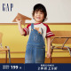 890427 牛仔贴布logo多口袋背带短裤 儿童装 Gap男幼童2024春夏新款