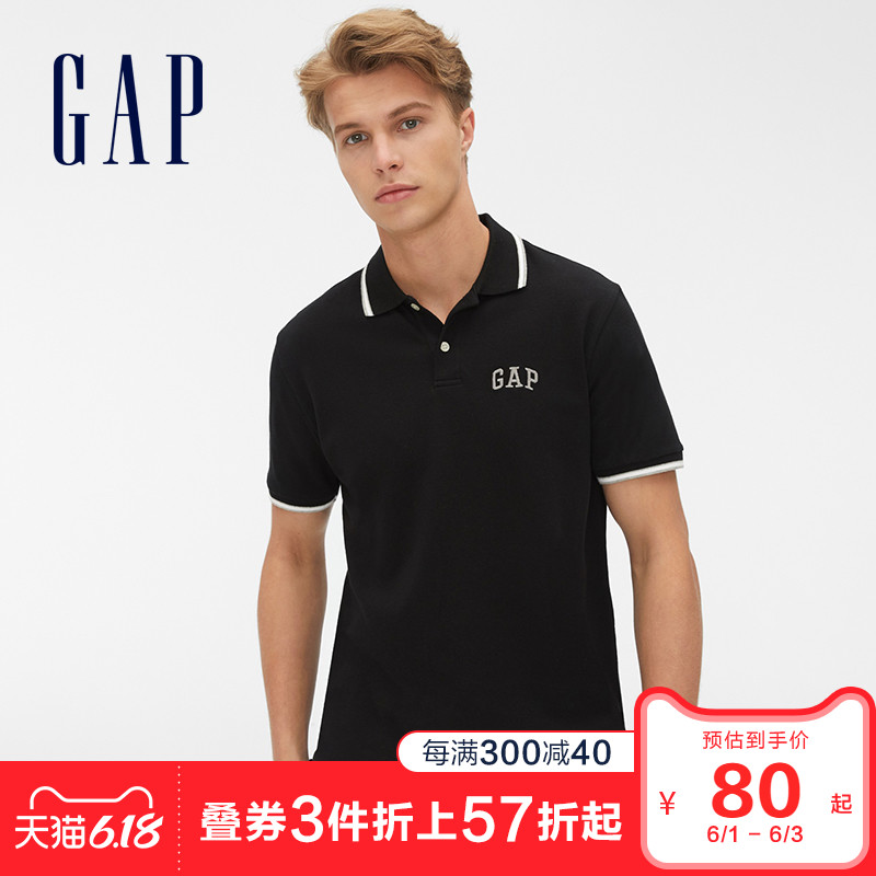 Gap男装舒适翻领短袖POLO衫夏季440725 男士LOGO休闲上衣基本款