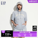 520594 Gap女装 新款 2024夏季 贴布绣logo短袖 卫衣宽松运动连帽衫