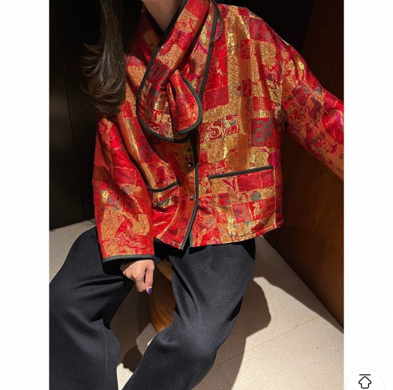 【战国策】纳纱锦缎马到成功新年桑蚕丝棉外套圆领新中式国风年服,女装/女士精品,短外套,淘宝优惠券,粉丝福利购,淘宝优惠卷