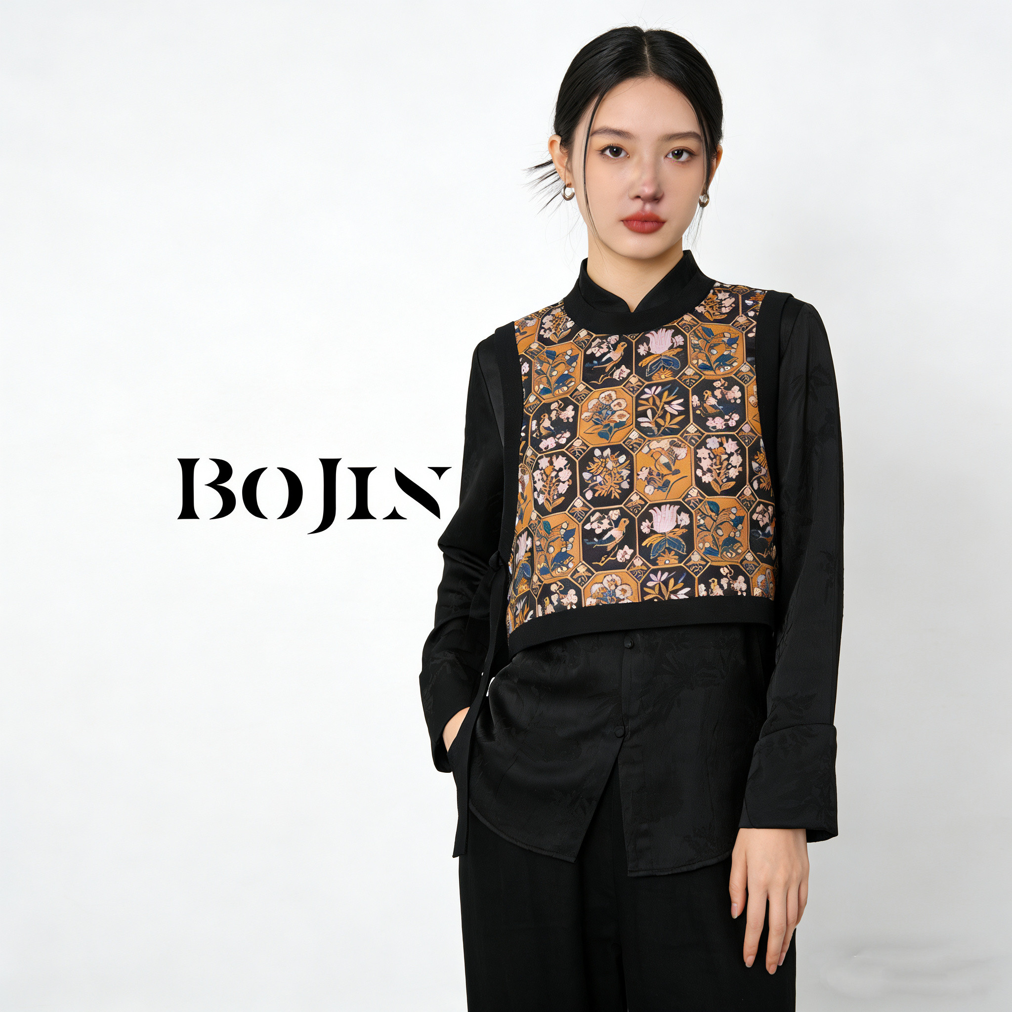 【黄鹂】原创马夹新中式国风真丝宋锦马甲老钱风女装复古提花织锦