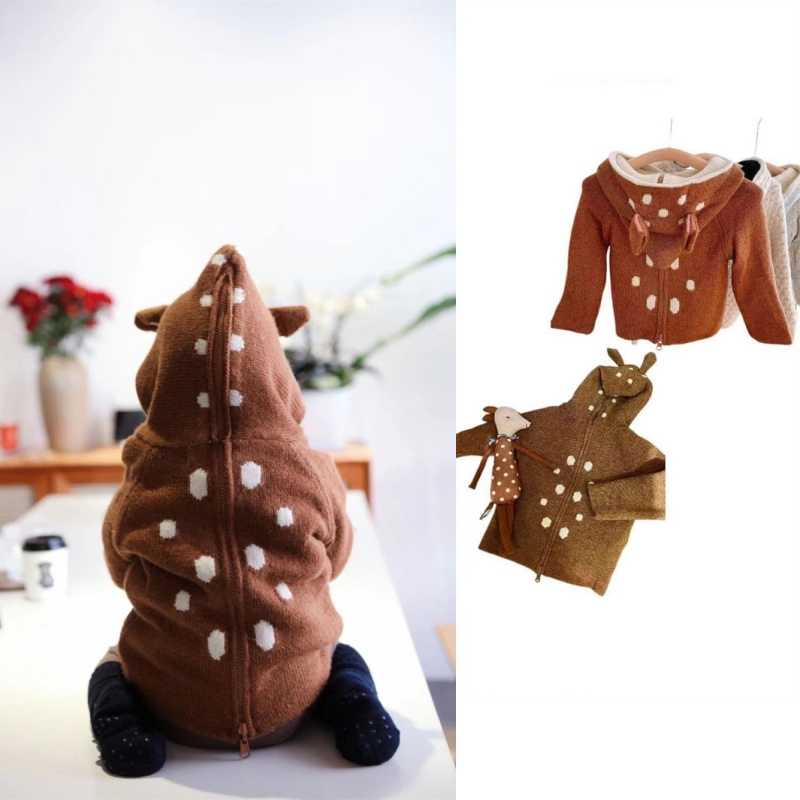 开衫小鹿耳朵连帽外套毛衣
