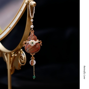 小米珠弹力绳创意包包挂饰 复古葫芦流苏挂件 压襟配饰 中式 福禄