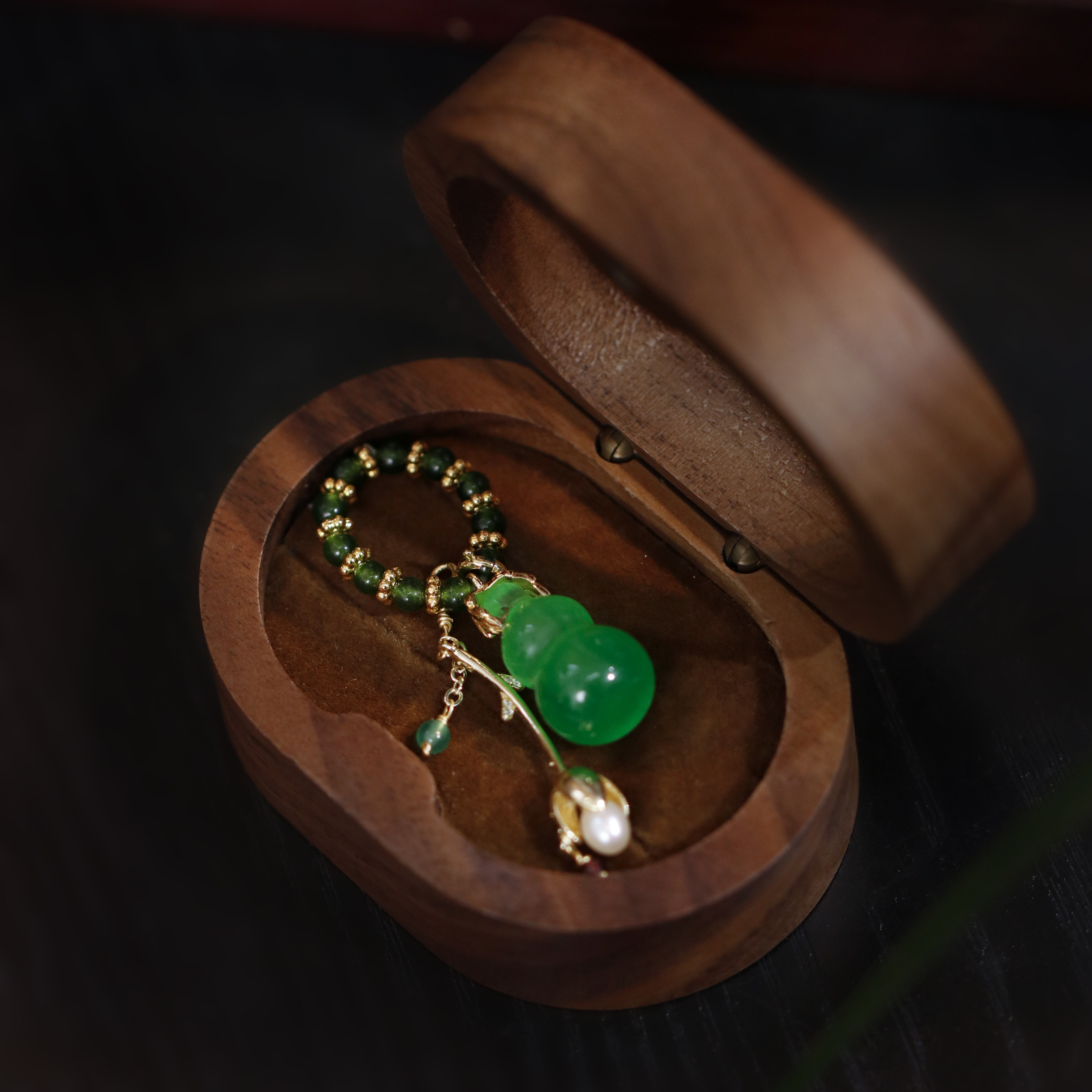绿色葫芦小提溜 串珠手链DIY饰品配件高级感手工制作小茶壶挂件
