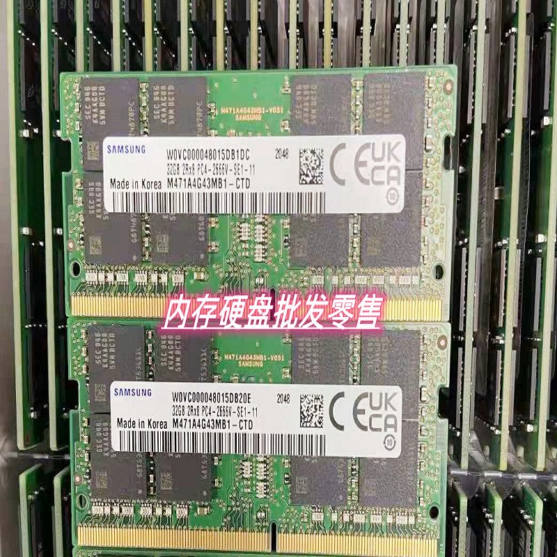 全新 三星32G DDR4 2666Mhz SODIMM笔记本内存条M471A4G43MB1-CTD