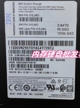 IBM 3.84TB RI SSD 12GB SAS 01EJ602 V7000 G2 原装存储固态硬盘