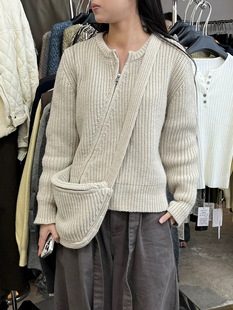 设计感不规则毛衣女挎包拉链毛线衣 新款 TINA MINI韩国东大门女装