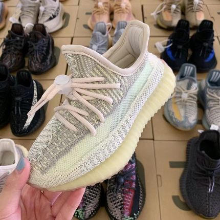 儿童椰子350正品童鞋满天星纯白黑天使yeezy过毒真爆网面运动跑鞋