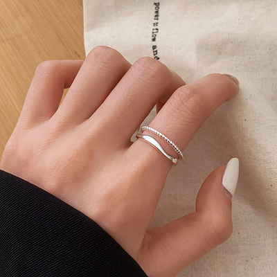 巷南999纯银双层戒指小众设计女