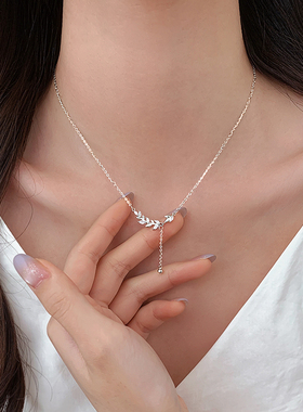 巷南999纯银麦穗项链轻奢小众女