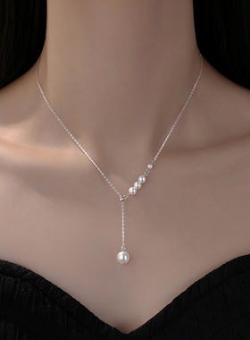 巷南999纯银珍珠项链小众锁骨链