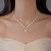 巷南 双层珍珠项链轻奢2026新款 爆款 颈链小众高级感女款 锁骨链