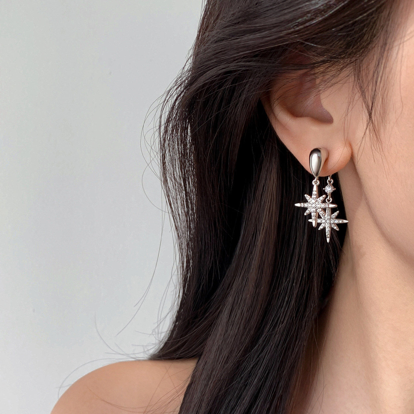 【巷南】999银八芒星耳钉小众设计耳环2026新爆款女耳饰轻奢高级