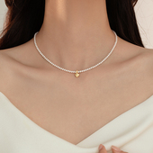 999纯银施家小米珠项链女颈链2026新爆款 巷南 高级珍珠锁骨链