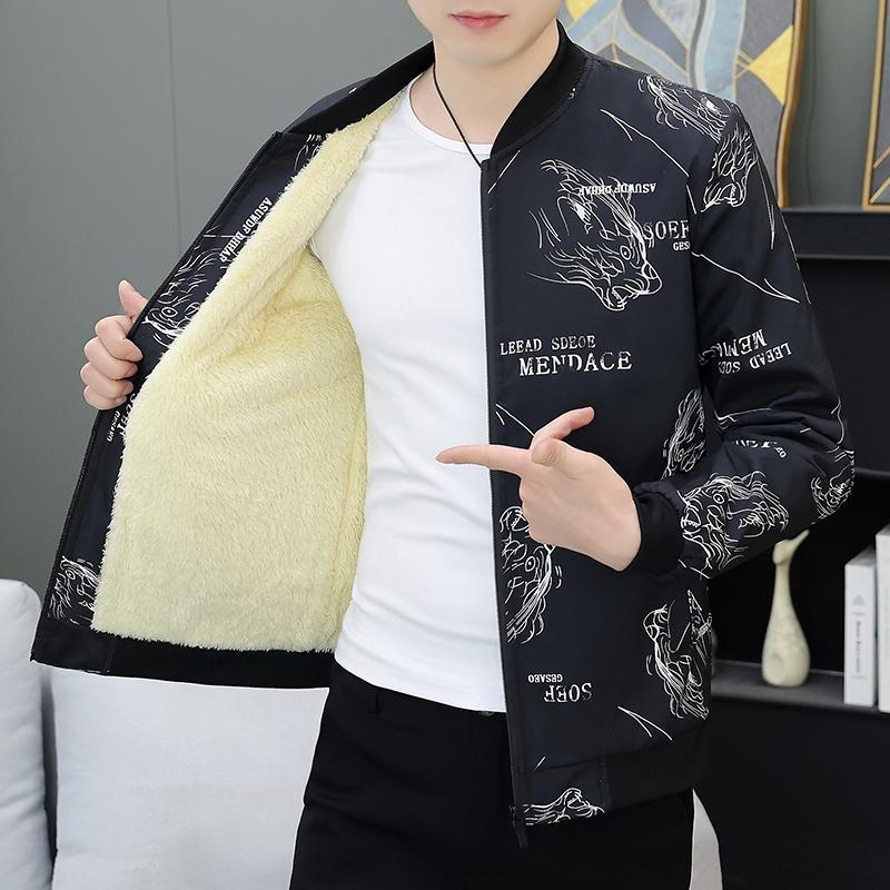男士加绒加厚外套秋冬季潮流休闲夹克春秋款帅气保暖男装棉服上衣