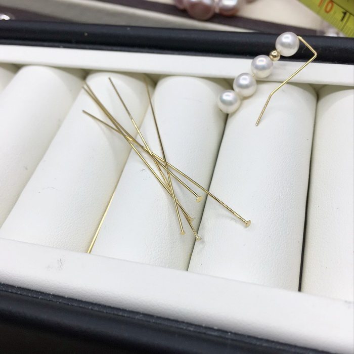 18K 금도금 액세서리 구리도금 리얼골드 T 바늘 9자 바늘 평저 바늘 색상 유지력 0.5MM 천연 진주 구멍에 적합