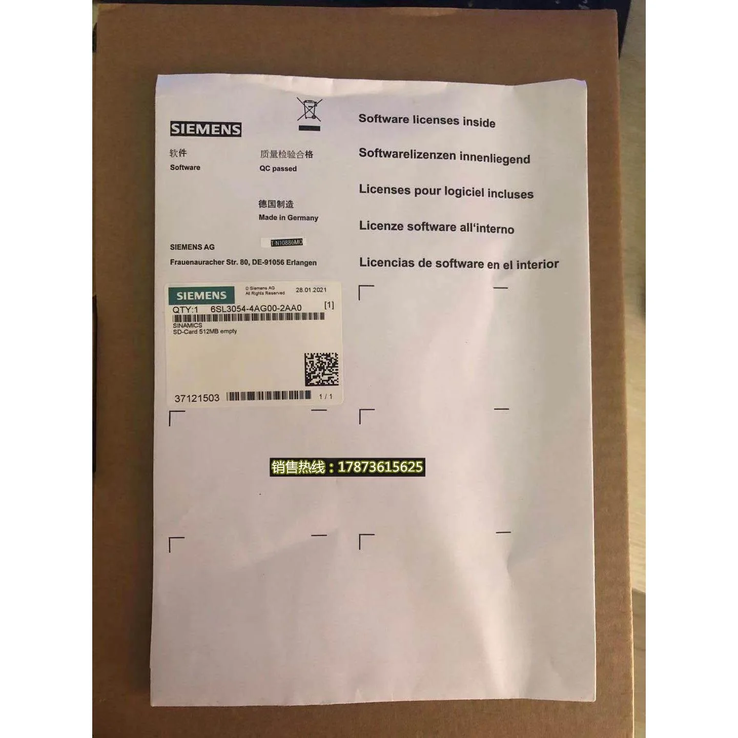 非实价议价议价6SL3054-4AG00-2AA0- Z E01 /SD卡，512MB带有扩展