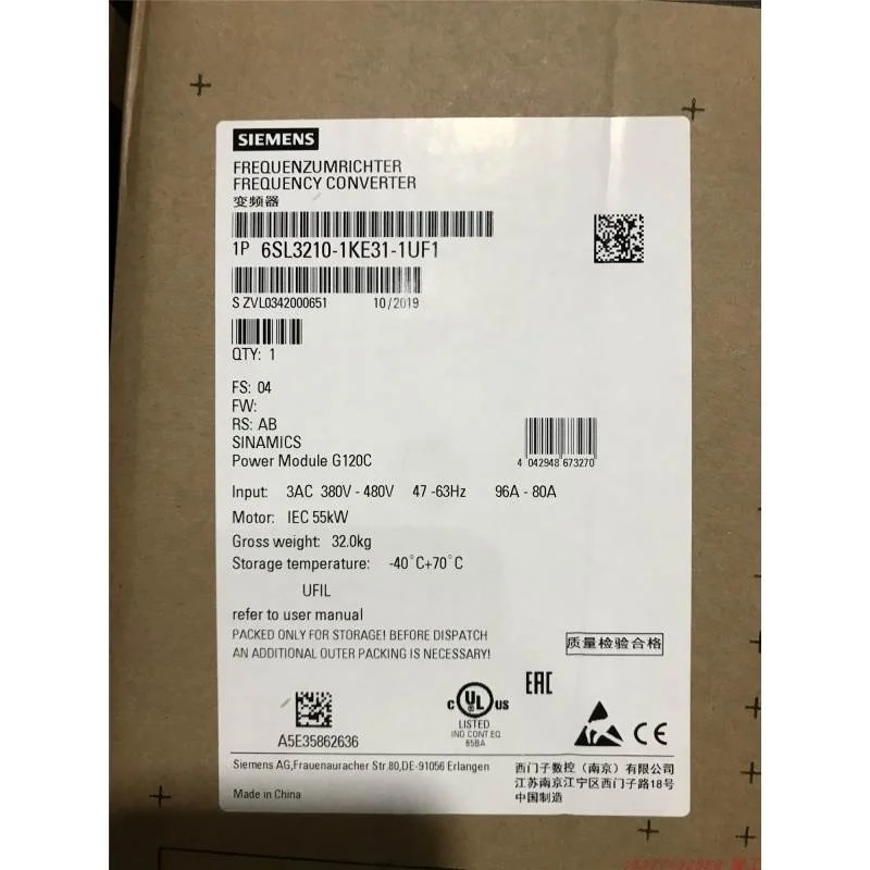 非实价议价议价6SL3210-1KE31-1UF1G120C变频器55kW功率6SL32101K