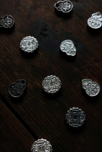 四夕香事｜迷你五仁月饼香插 纯银999 小银锭香道香具