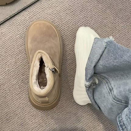 厚底增高雪地靴女款2025冬季新款女鞋保暖休闲女靴东北套筒棉鞋女