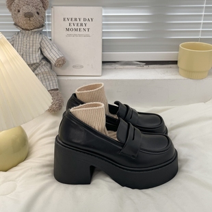鞋子女小个子厚底增高乐福鞋2026春新款配裙子小皮鞋高跟JK制服鞋