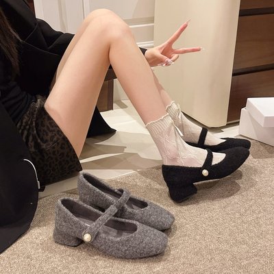法式气质低跟玛丽珍鞋秋冬单鞋