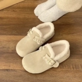 保暖勃肯鞋 冬季 2025新款 女雪地靴毛毛鞋 复古白色加绒棉鞋 子冬 女款