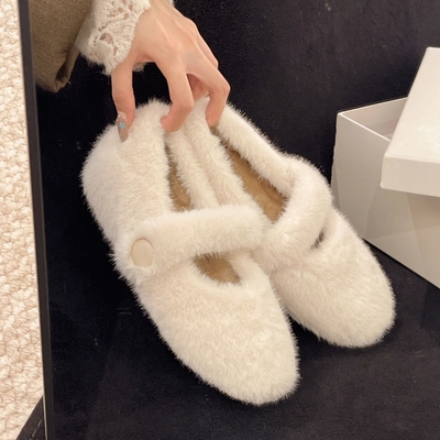 赠运费险秋冬法式内增高毛毛鞋